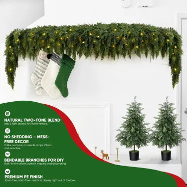 🏆2026 HOT SALE💥 Pre-lit Christmas Cedar Garland