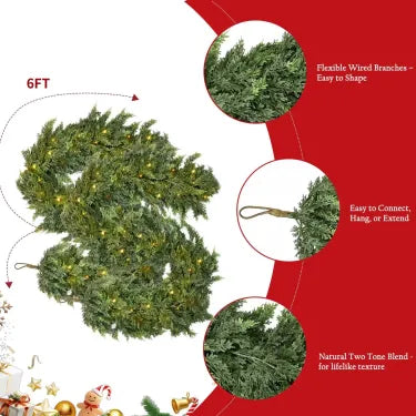 🏆2026 HOT SALE💥 Pre-lit Christmas Cedar Garland