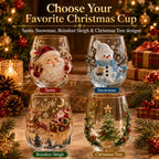 Magical Christmas 3D Glass Cup Collection – Santa, Reindeer, Snowman & Christmas Tree