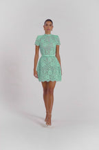 Lace Round Neck Short Dress