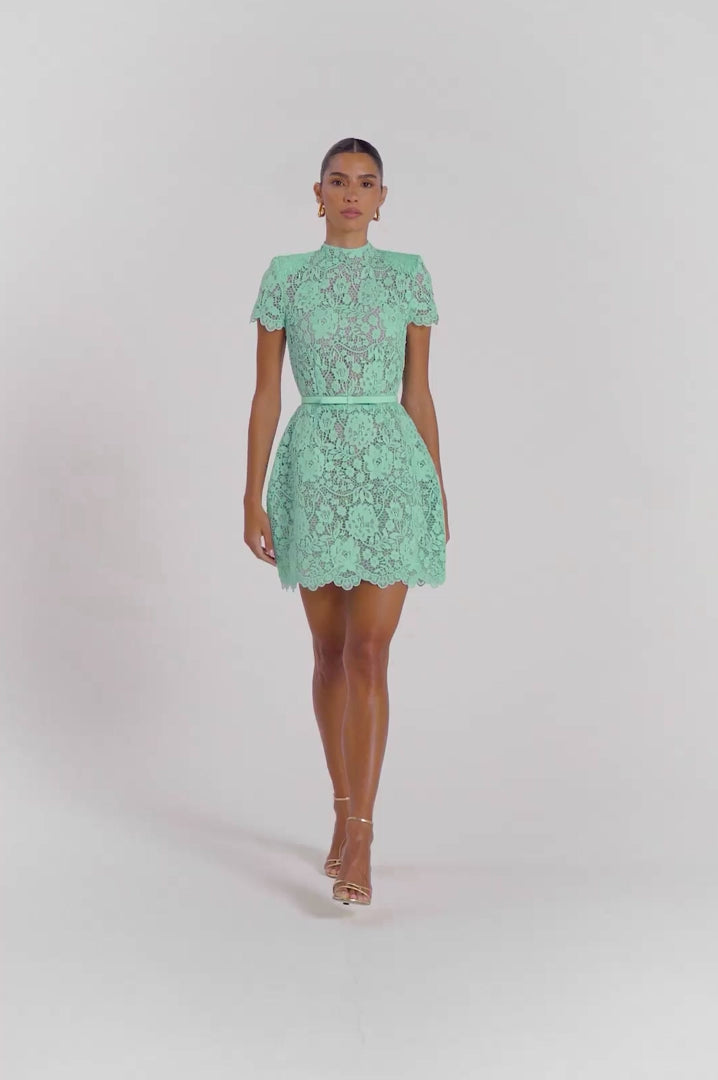 Lace Round Neck Short Dress